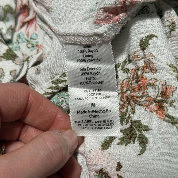 Frye Floral Maxi Dress M Cream Pink Boho Cottagecore Button Front Spring - Picture 5 of 5